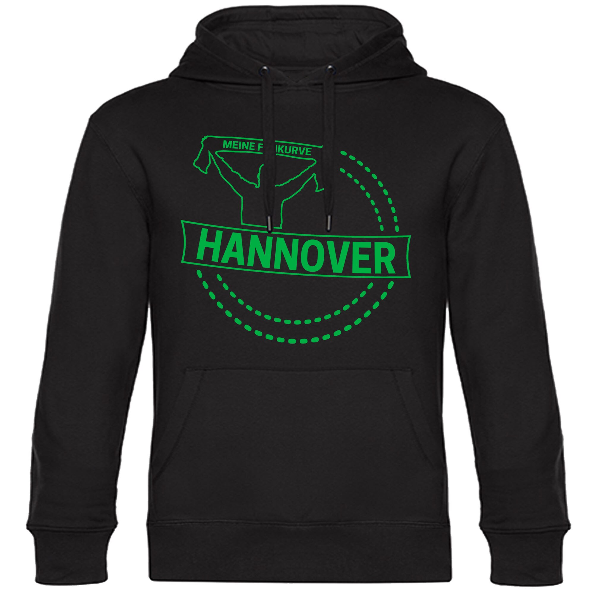 multifanshop® Kapuzen Sweatshirt - Hannover - Meine Fankurve - Druck grün