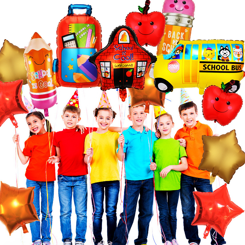 (12er Set) Kinder Einschulungs Party Ballons Schulanfang Folien Luftballons - School is Cool / Back to School