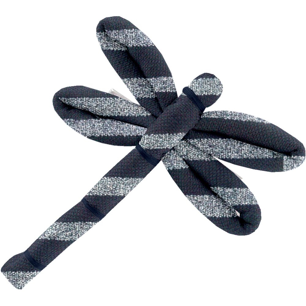 Barrette Libellule Rayé Argent Marine