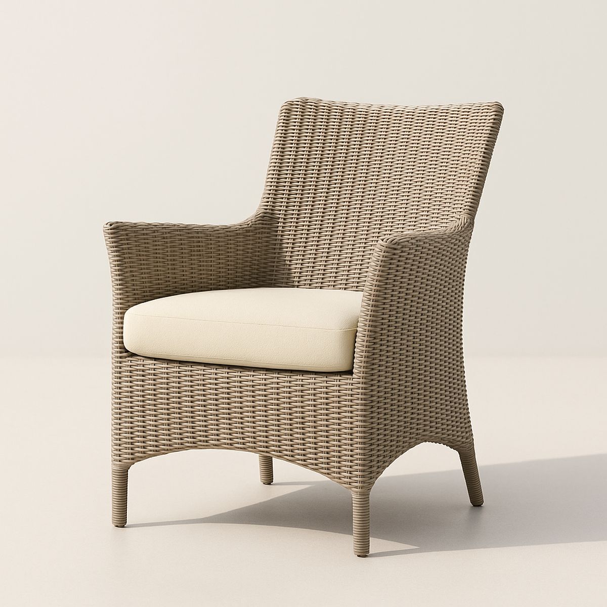 Gartenstuhl Polyrattan Beige mit Kissen