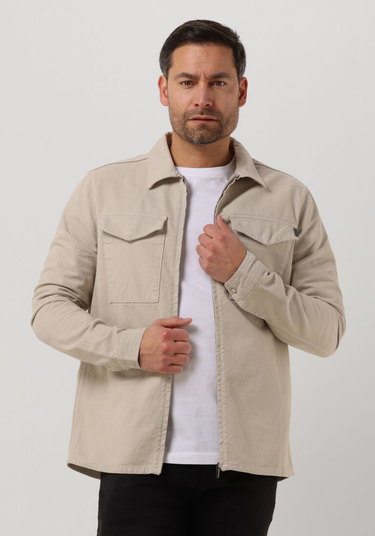 PUREWHITE zand purewhite overshirt twill overshirt with zipper and pockets on chest