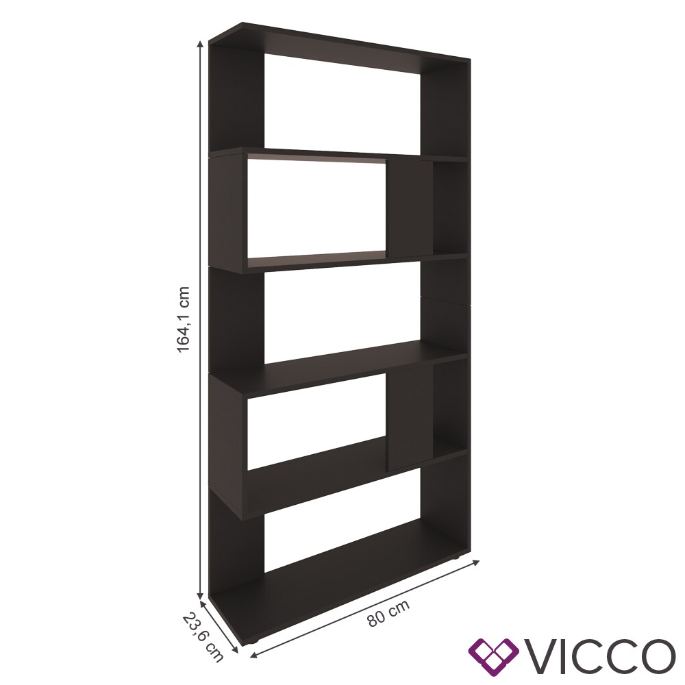 VICCO Raumteiler Schwarz Regal 5 Fächer 80 x 162,6 x 23,6 cm (BxHxT) modern