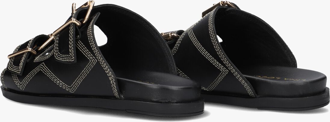 zwarte lina locchi slippers led 2 band slipper met stiksels