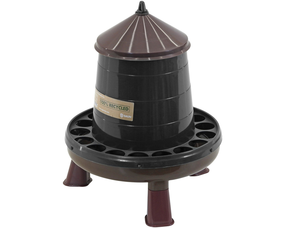 Mangeoire 12 kg sur pieds pour poules et volailles • nourrisseur en plastique recyclé