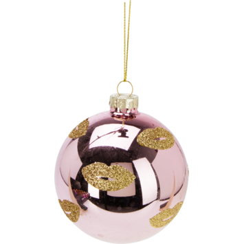 Kerstbal mix glas kusjes divers  Ø 8 cm per stuk