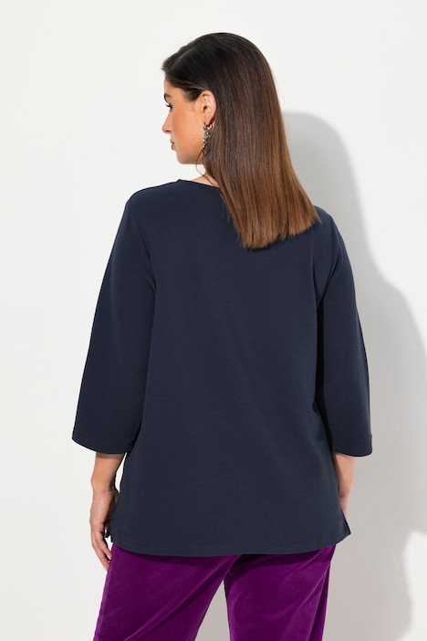 Sweatshirt, Querrippen, Rundhals, 3/4-Arm