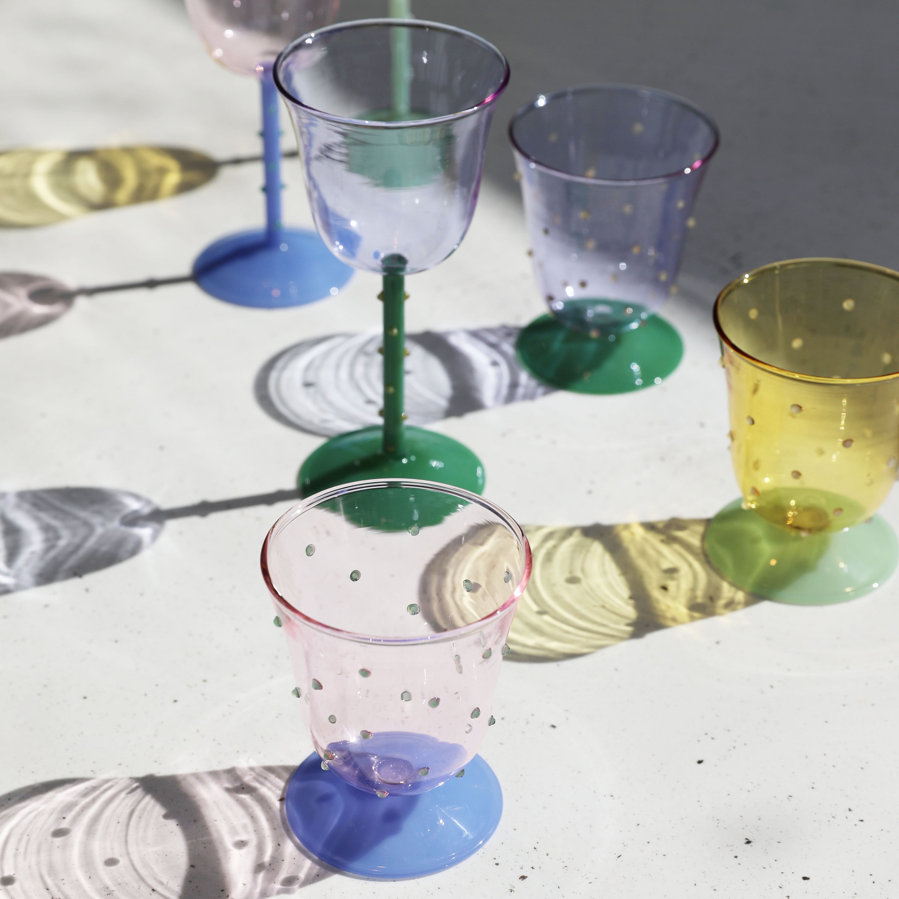 &k amsterdam Dot Waterglas - Roze - Set van 2