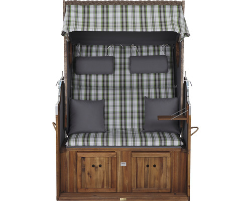 deVries Trend 45 strandstoel, stof 749, hout, 120 x 80 x 160 cm, groen