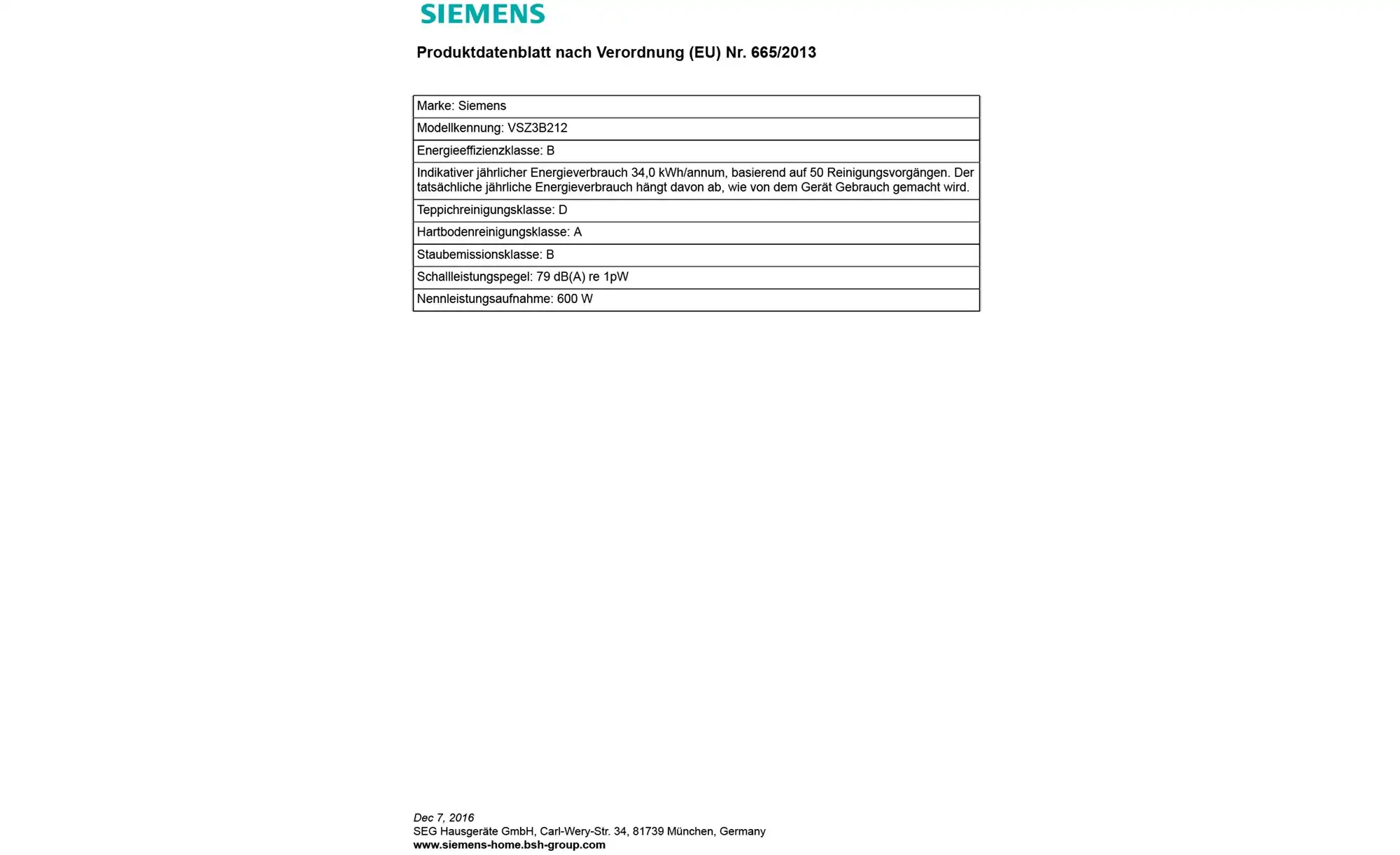 SIEMENS Bodenstaubsauger VSZ3B212