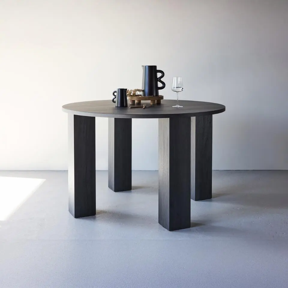 Eettafel Rond - Zwart - 120x120x75cm - Juno