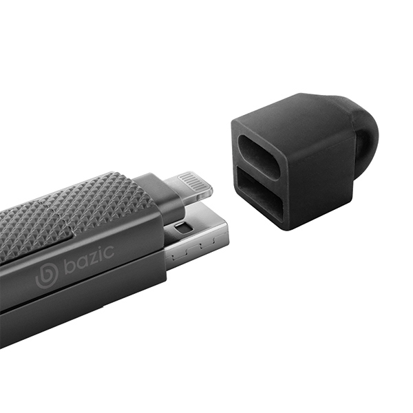 Bazic (by Energea) - (15cm) 60W 2in1 USB C / USB A auf USB C / Lightning GoCharge Ladekabel Fast Charging PD Datenkabel (CBL-GC4N1-BLK015) - Schwarz