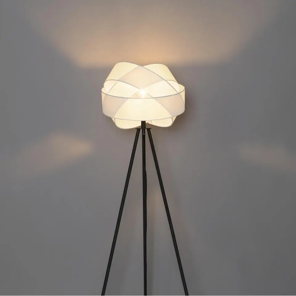 Qazqa vloerlampen cloth wit e27