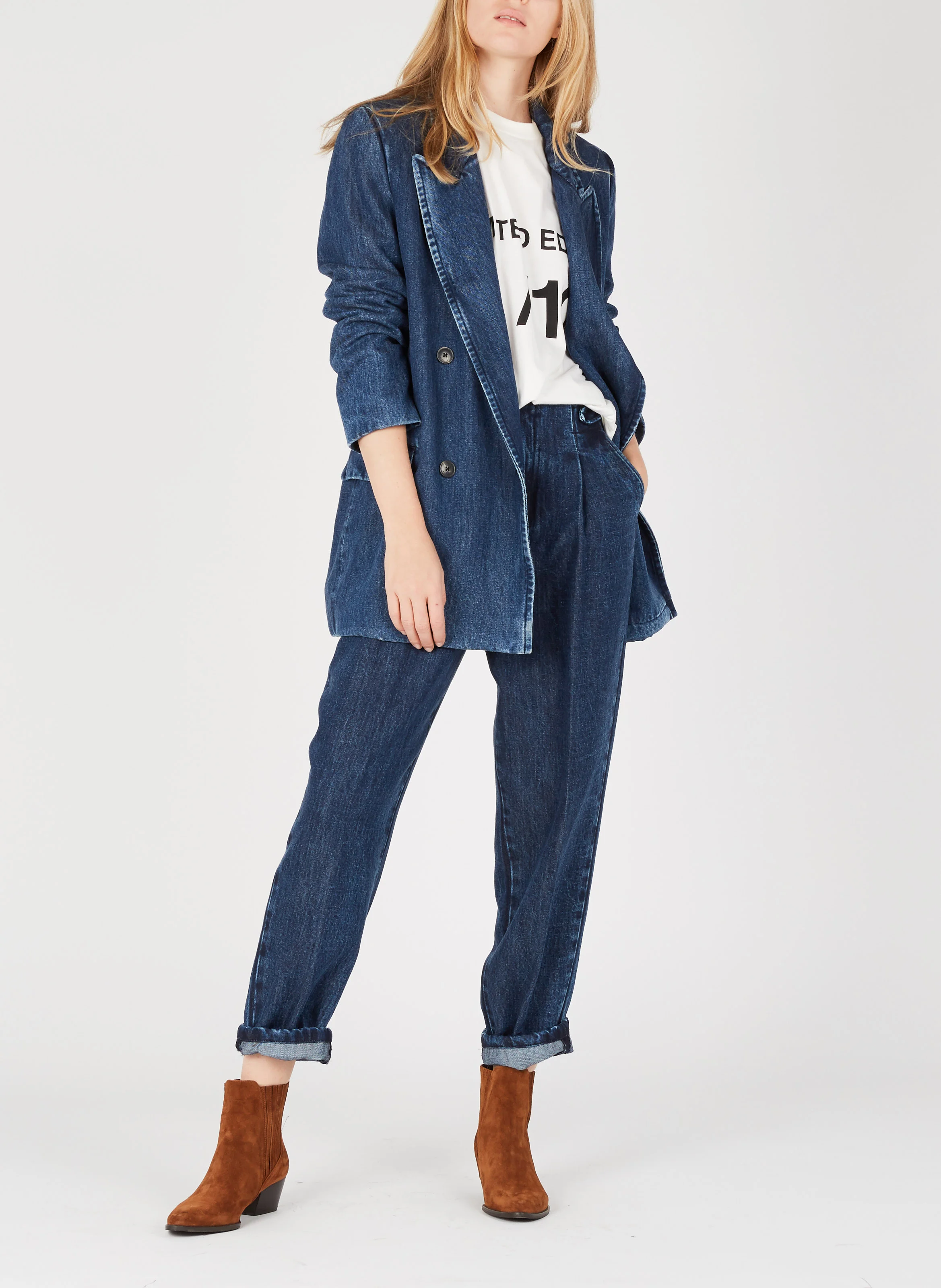 BIRMAN - Bottines western talons mi-hauts en cuir velours | Marron