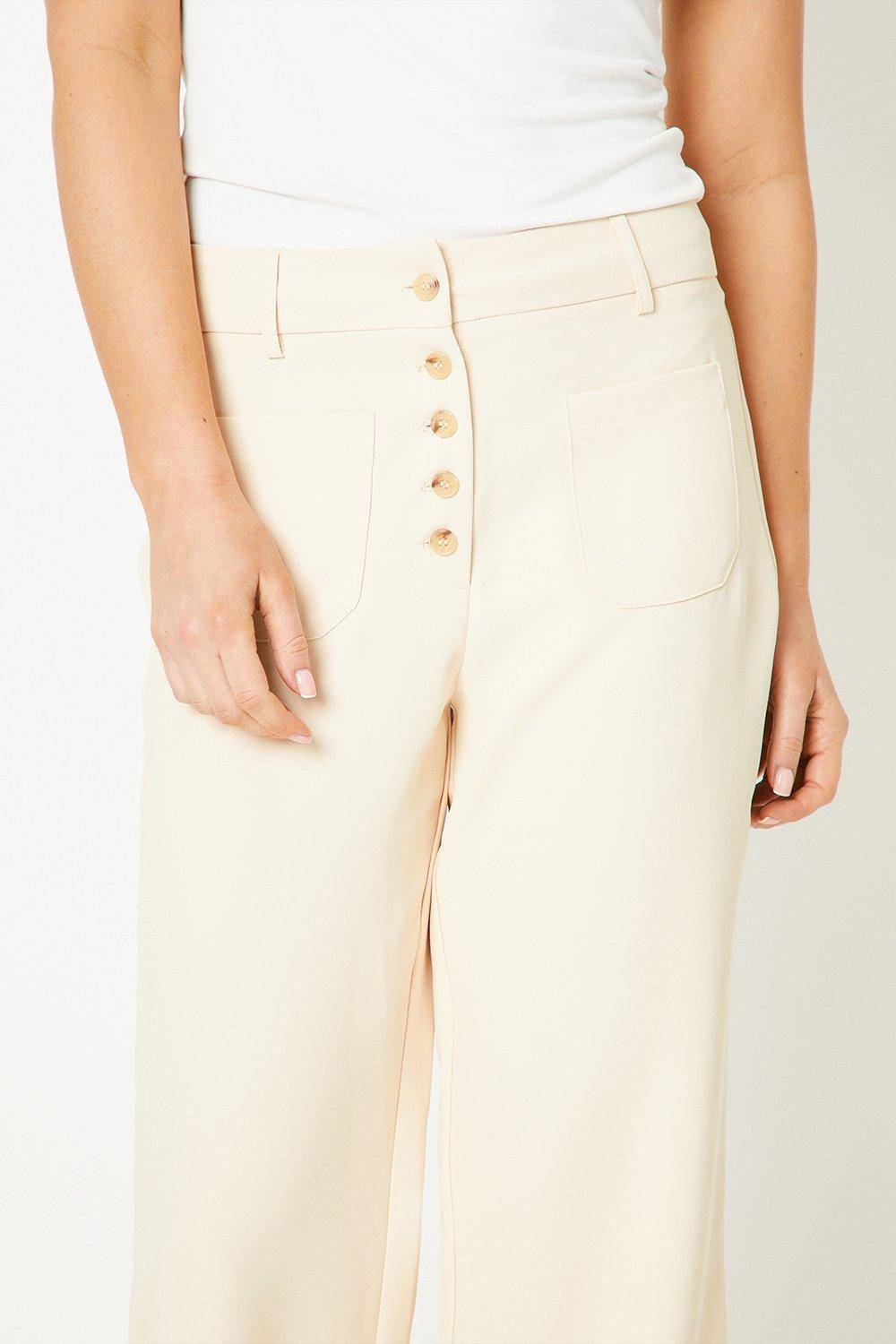 Oasis Pantalon à Poches Plaquées et Boutonnage Devant