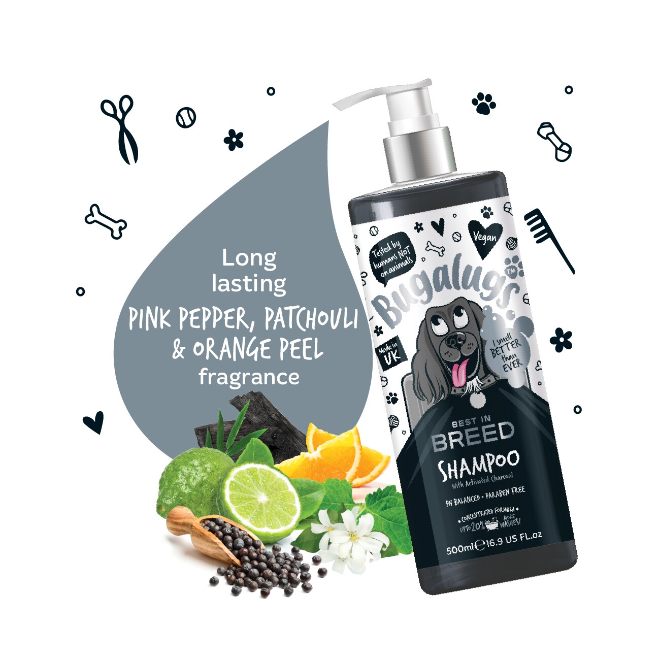 Bugalugs Charcoal Citrus – Aktivkohle-Hundeshampoo mit erfrischendem Zitrusduft
