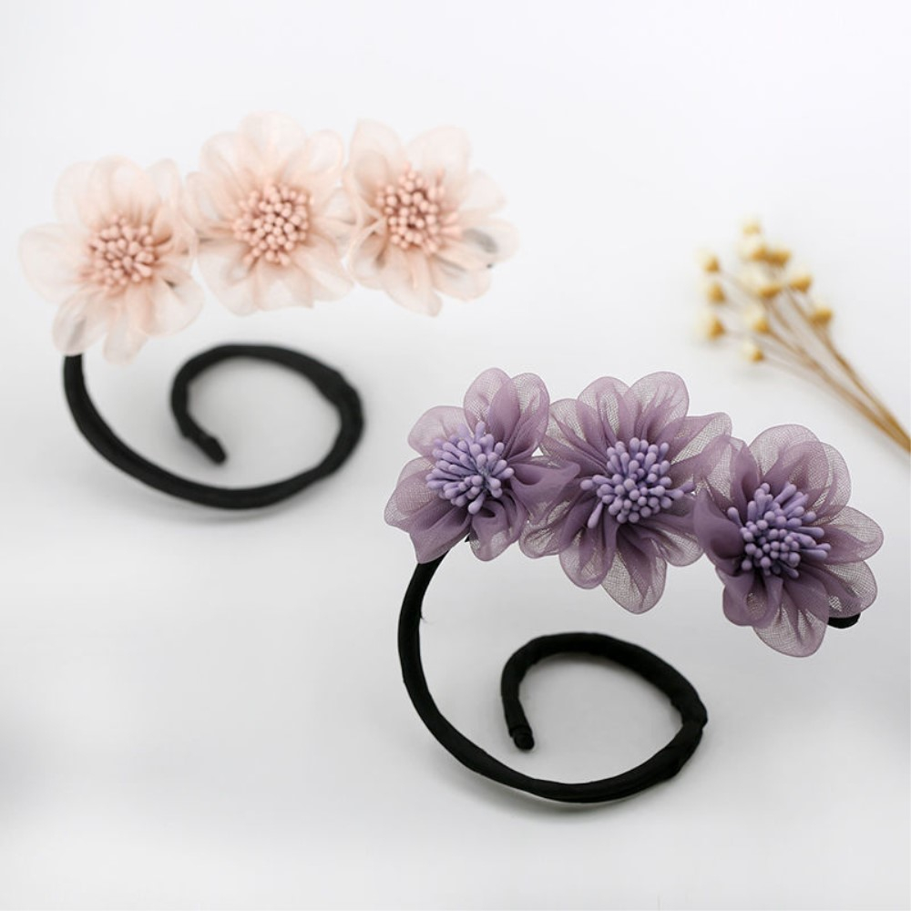 (33cm) Frisur Dutt Hilfe Styling Haargummi Bun Maker mit Blumen - Rosa