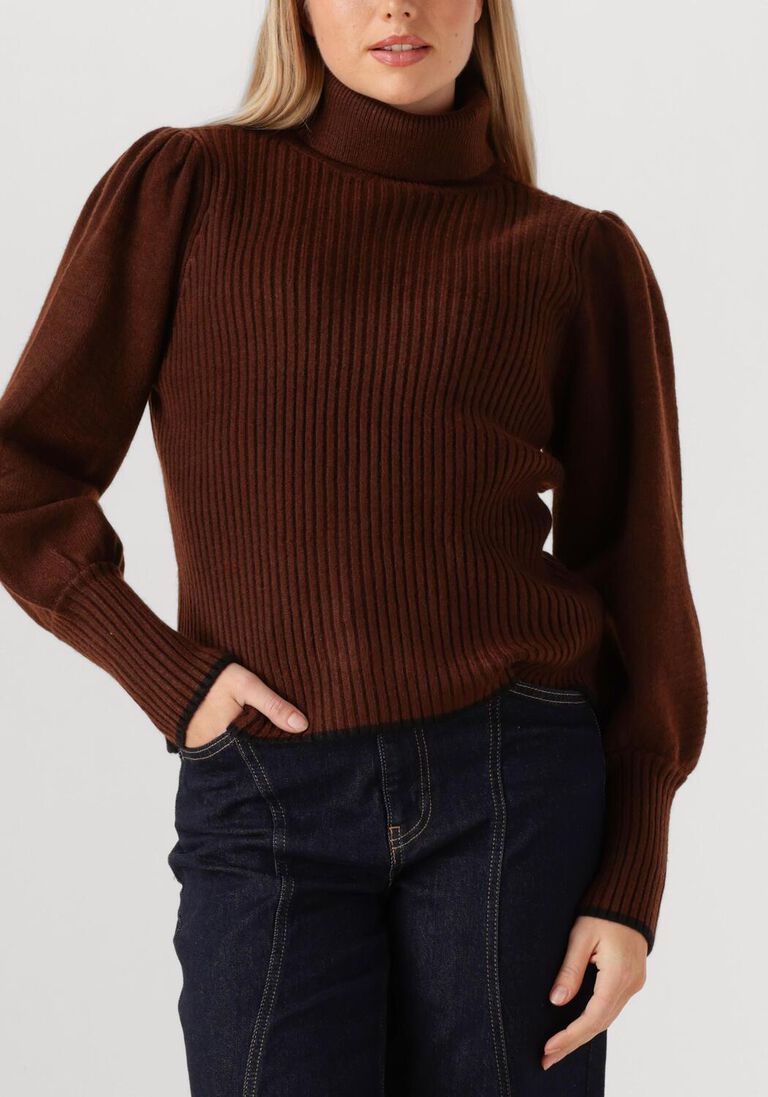 bruine co'couture trui row puff rib rollneck
