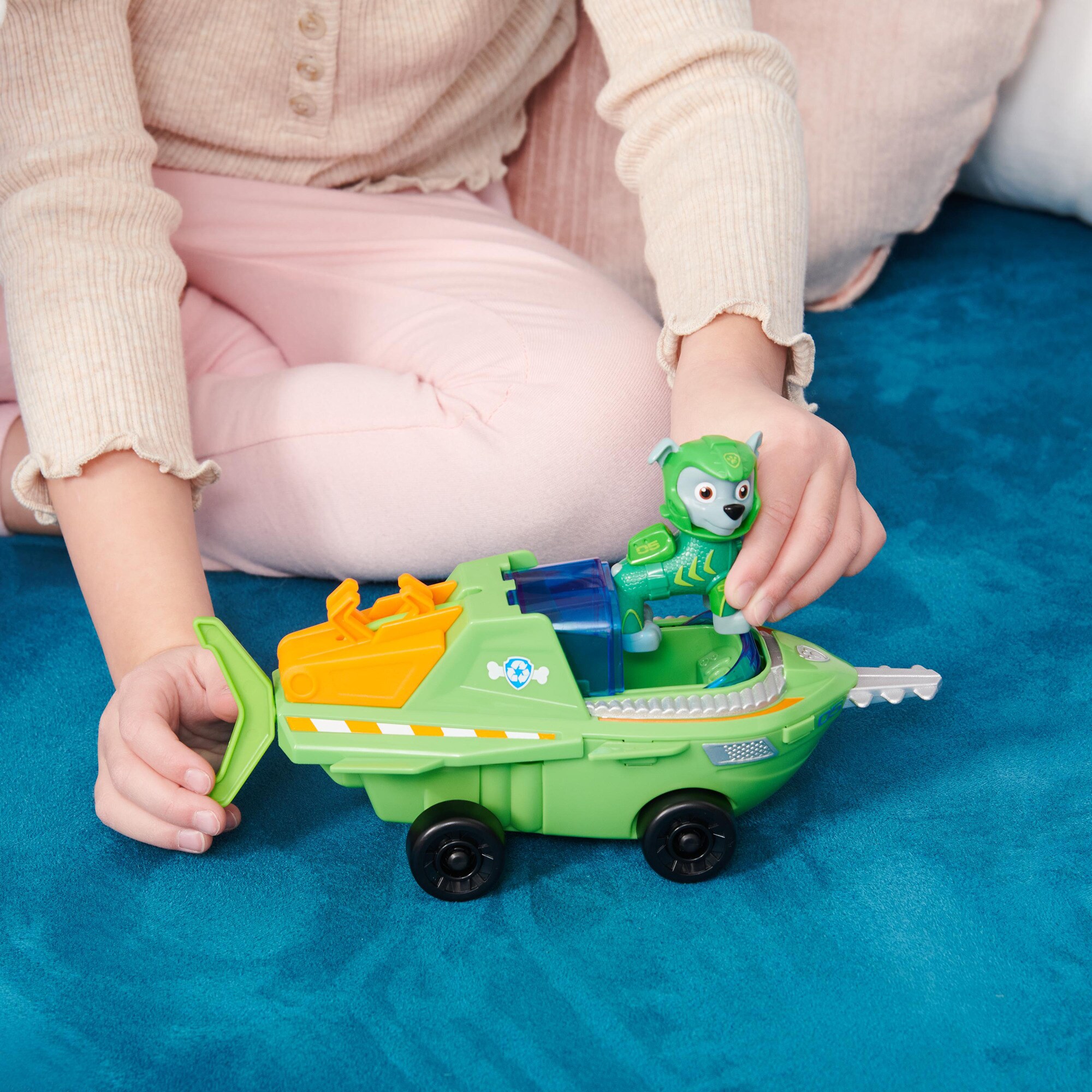 Spin Master Spielfahrzeug PAW Patrol Aqua Pups - Basis Fahrzeug im Sägefisch-Design mit Rocky-Welpenfigur