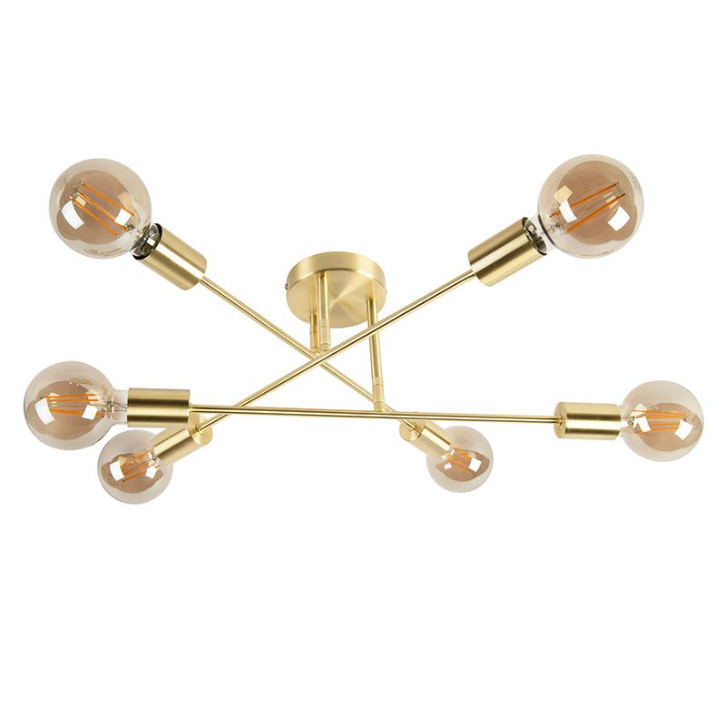 Industriële plafondlamp messing 6-lichts  - Sydney