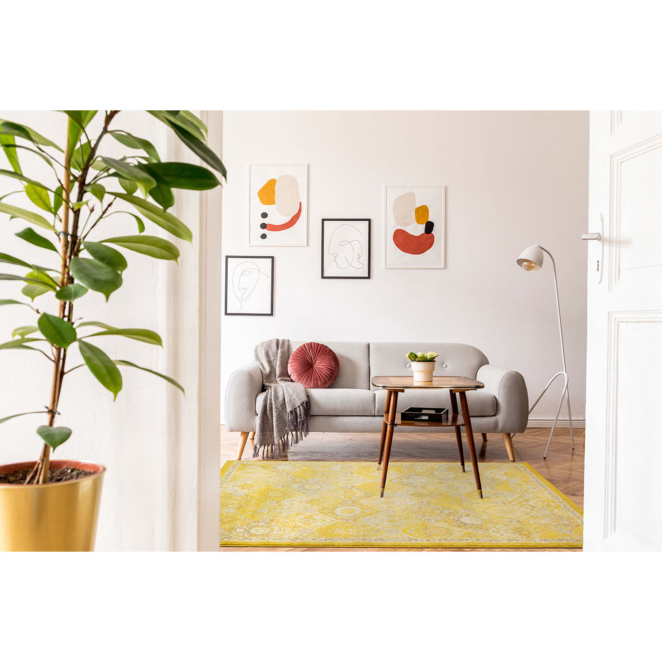 Nazar Rugs Tapis Anatolia 768 jaune - 160x230 cm