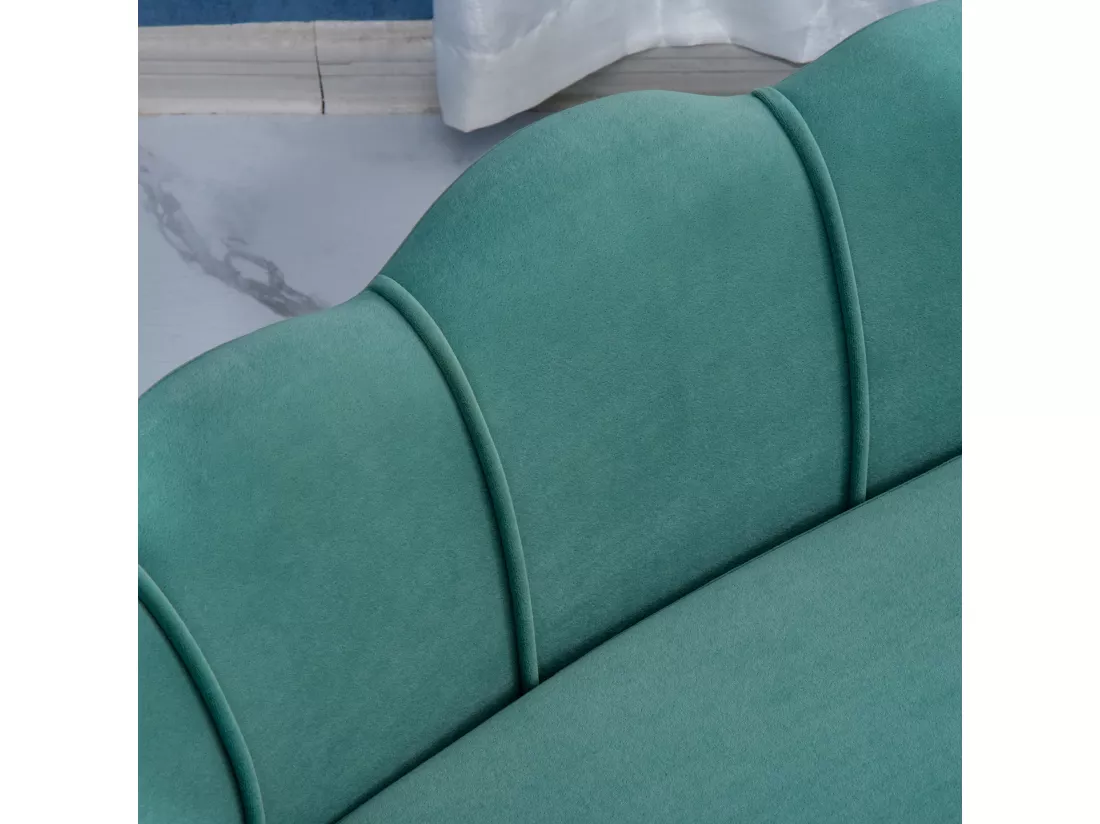 Canapé chien lit pour chien chat design contemporain coquillage dim. 98L x 60l x 35H cm coussin moelleux velours vert