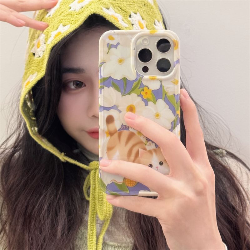 Fonekase - Kattenbloemen telefoonhoesje - Apple iPhone 16 Pro Max / 16 Pro / 16 Plus / 16 / 15 Pro Max / 15 Pro / 15 Plus / 15 / 14 Pro Max / 14 Pro / 14 Plus / 14 / SE / 13 Pro Max / 13 Pro / 13