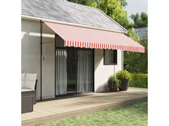 Tissu de remplacement pour auvent rayures rouges et blanches