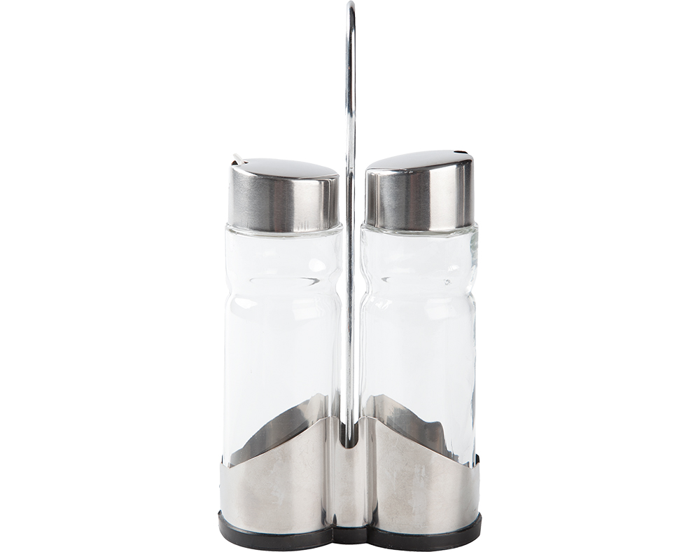 GALHETEIRO COM SUPORTE GRILO VIDRO E EM INOX 22.5X9X9.5CM
