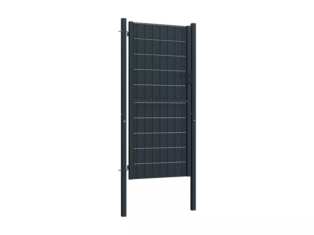 Portail de cl?ture PVC et acier 100x164 cm Anthracite