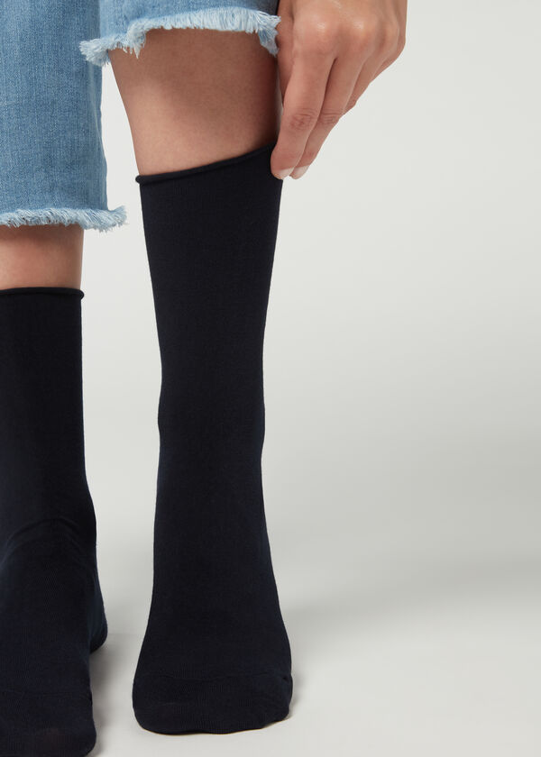 Meias de cano curto com cashmere