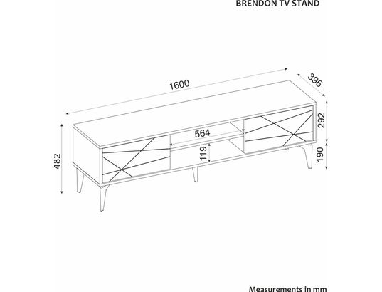 CONCEPT1 - Meuble TV Brendon anthracite 160 x 29,6 x h48,2 cm