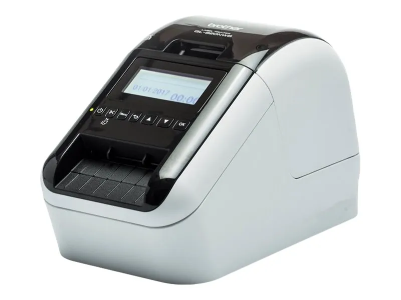 Brother QL-820NWB - Etiketprinter - to-farvet (monokrom) - direkte termisk - Rulle (6,2 cm) - 300 x 600 dpi - op til 110 etiketter/min. - USB 2.0, LAN, Wi-Fi(n), USB vært, Bluetooth 2.1 EDR - skærer - lysende sort, hvid