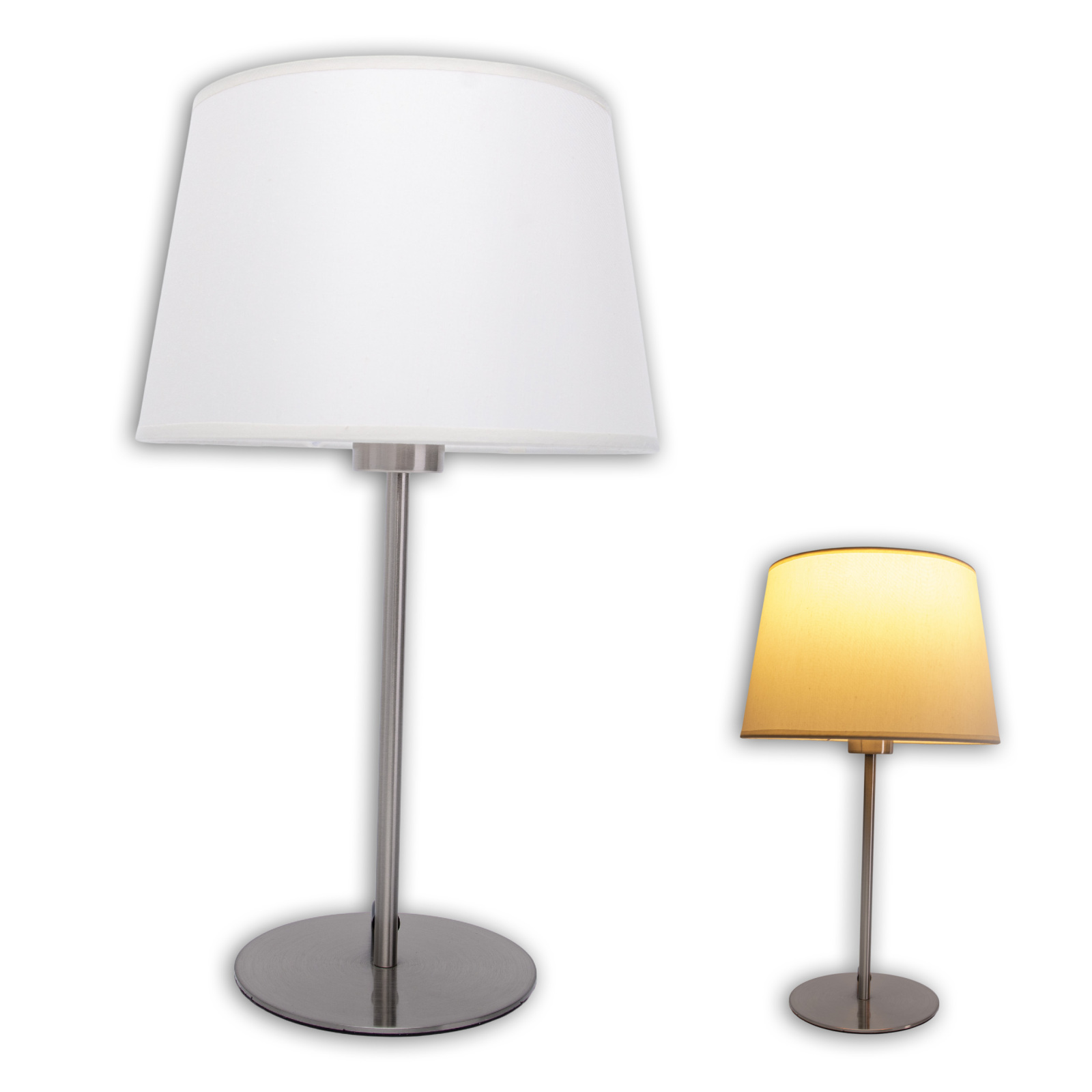 Tischleuchte - silberfarben-beige - 45 cm