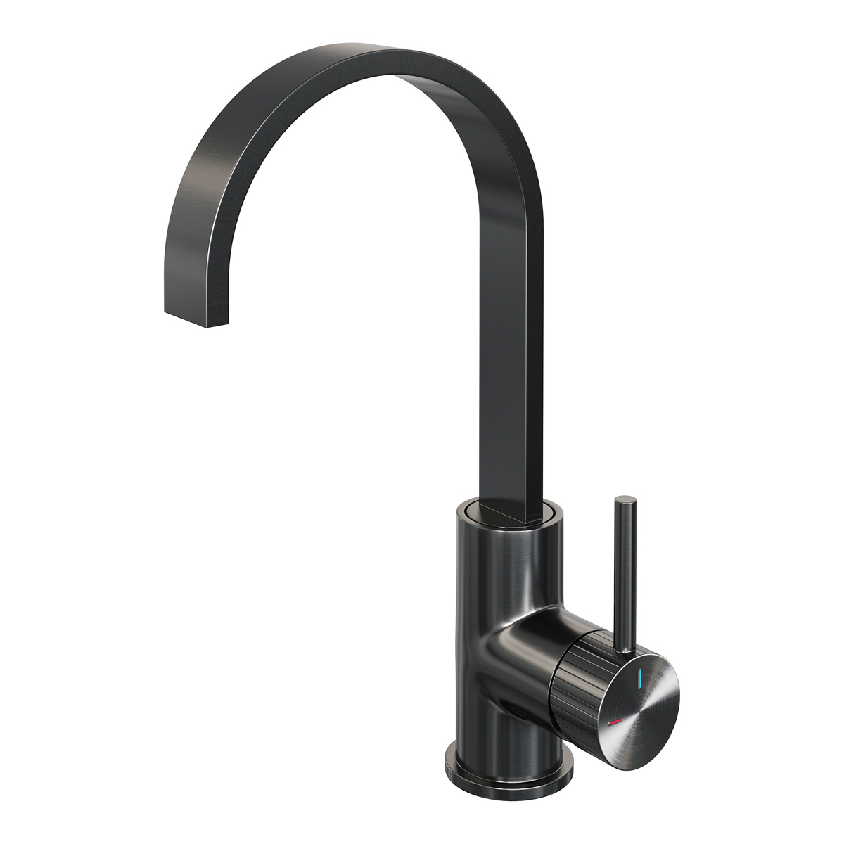 Brauer Stripe wastafelkraan met draaibare platte uitloop model A gunmetal geborsteld PVD