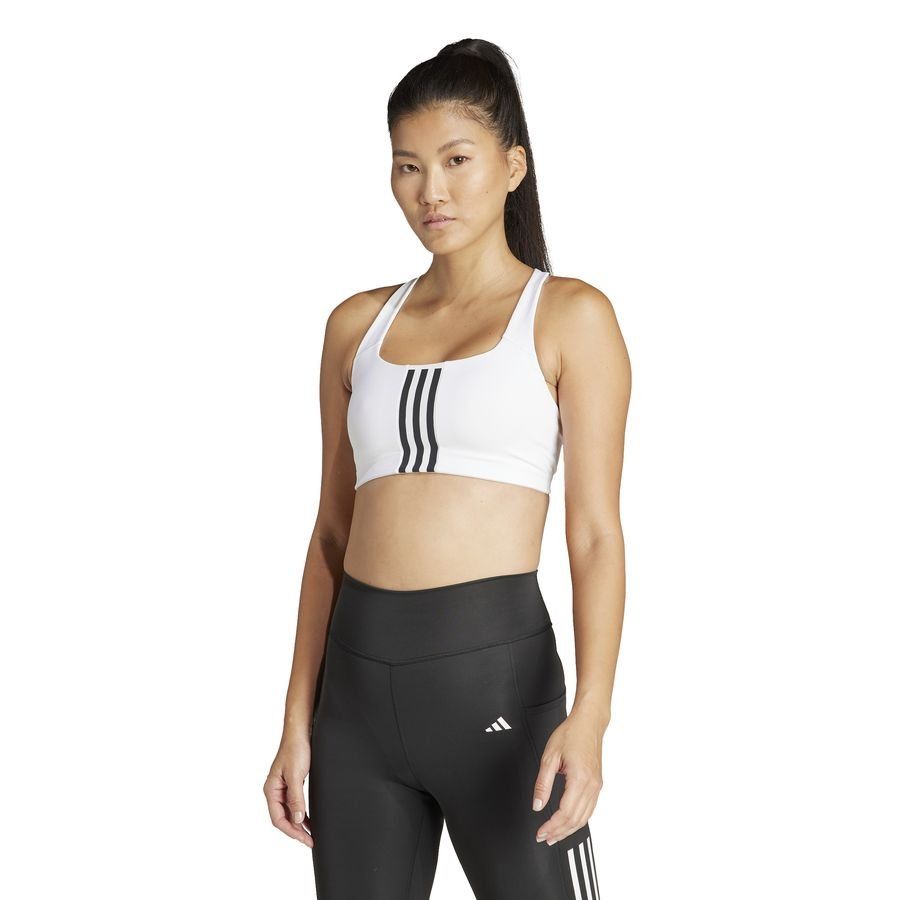 adidas Brassière Powerimpact Medium Support 3-Stripes - Blanc Femme