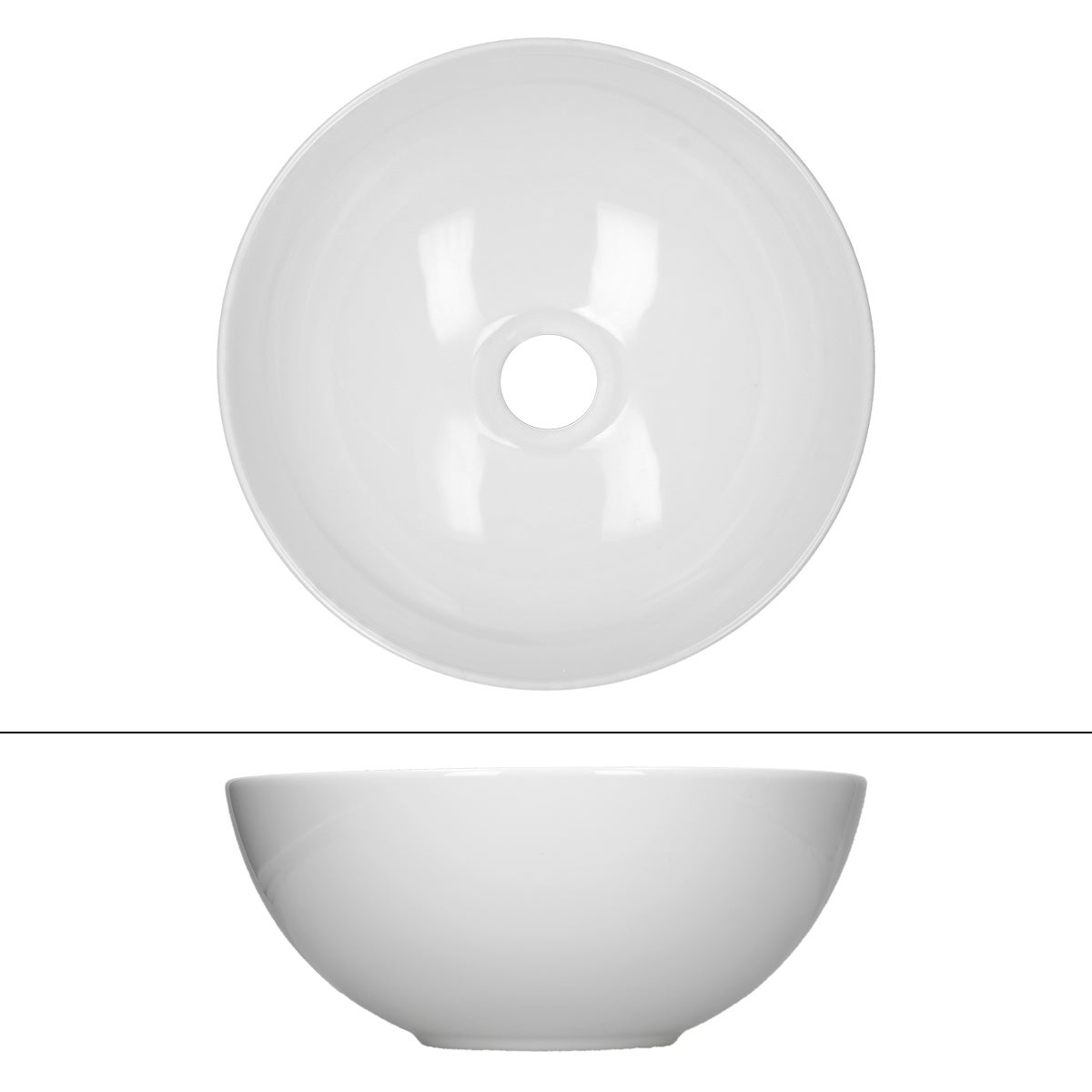 ECD Germany Wastafelmeubel Ø 320 x 135 mm van keramiek Rond Wit - Opzetwastafel Opzetwastafel Handwastafel Opzetwastafel Wasbak Waterval Waskom Wastafelsleutel