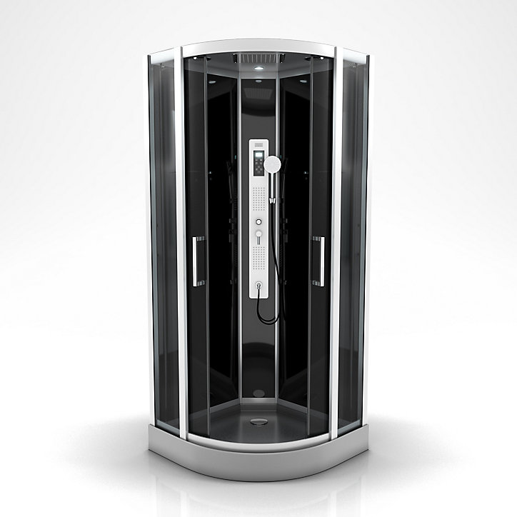 Cabine de douche hydromassante noir et gris Galedo Premium 95 x 95 cm