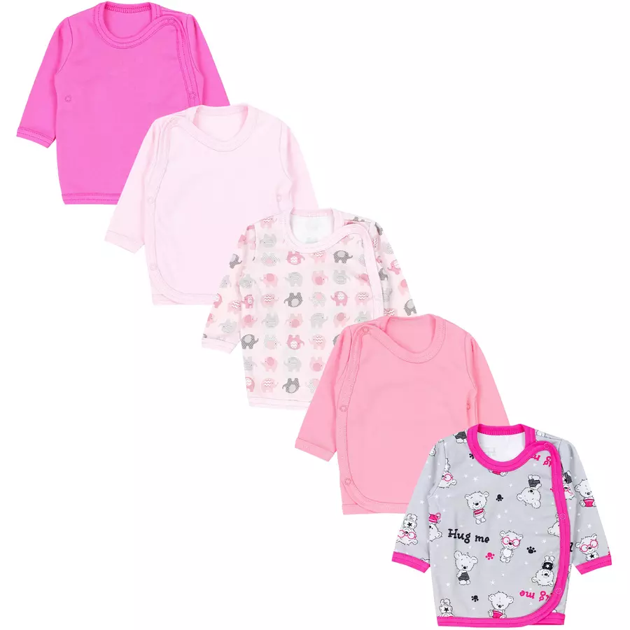 TupTam Baby Mädchen Wickelshirt Langarm 5er Set rosaorange