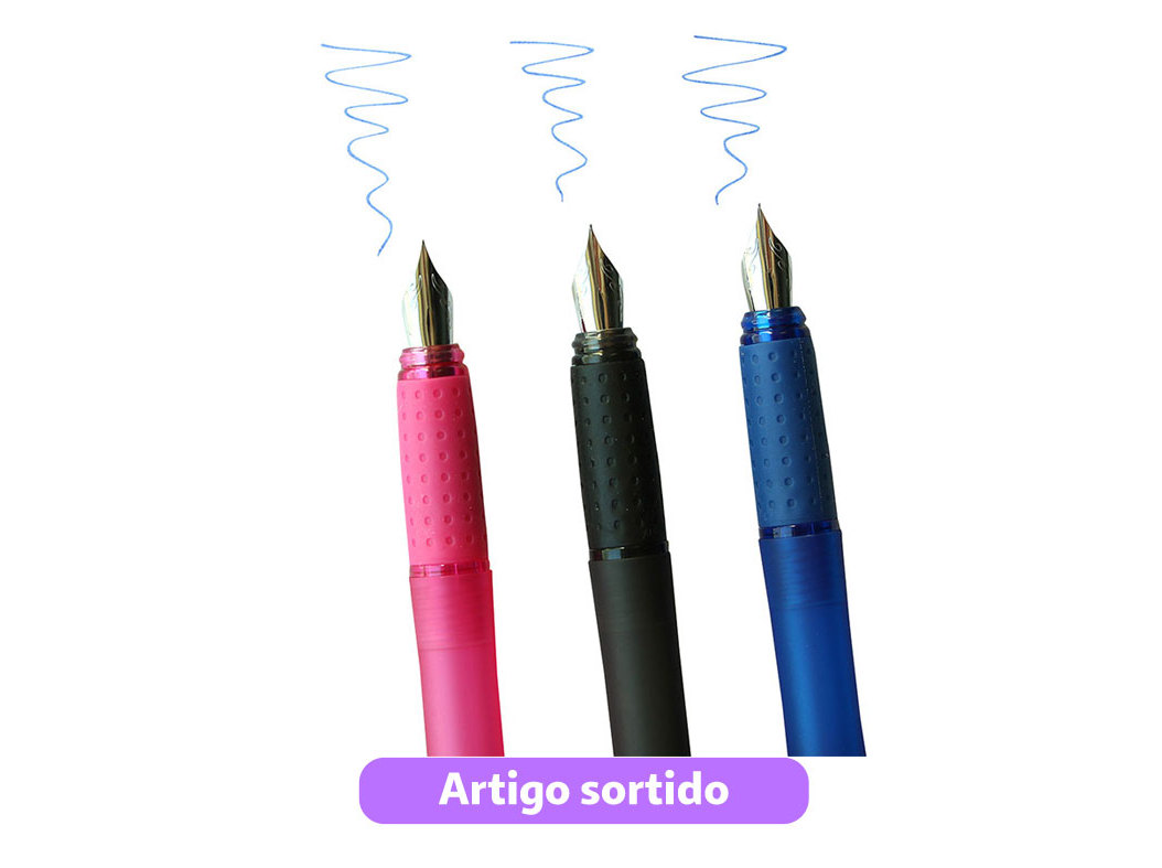 CANETA TINTA PERMANENT AUCHAN COM 4 RECARGAS CORES SORTIDAS