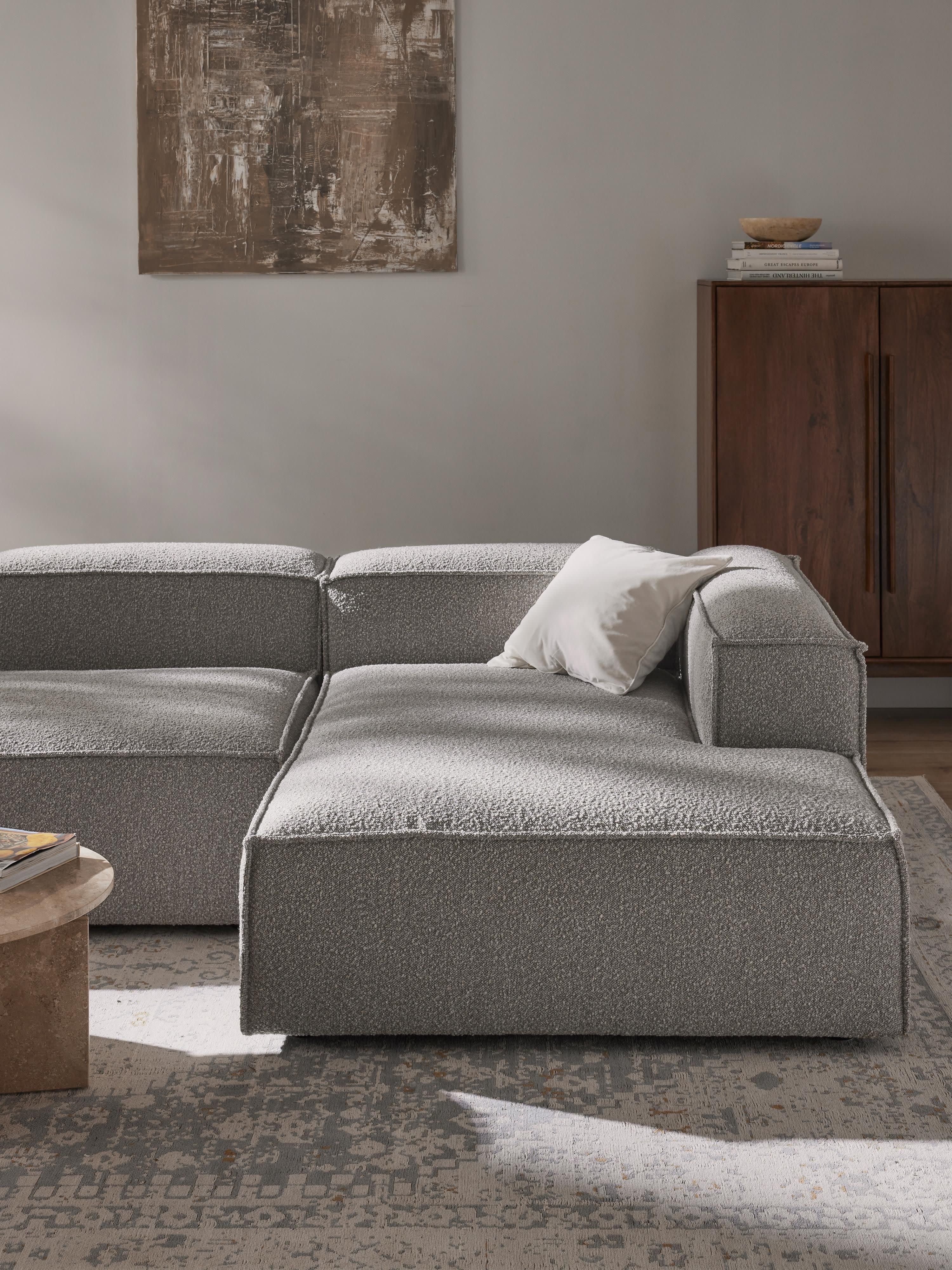 Chaise longue hoekmodule Lennon van bouclé