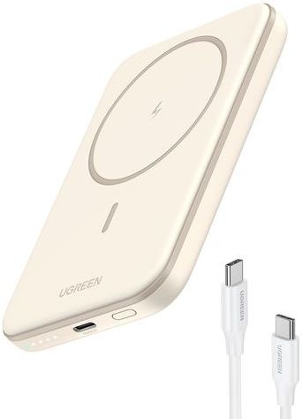 UGREEN Magnetische Powerbank - 5000 mAh - USB-C - Draadloos - Beige