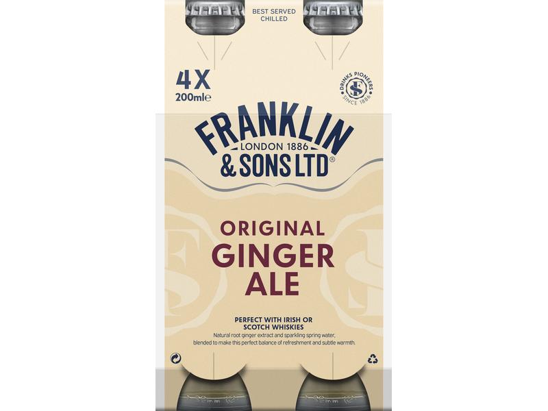 Franklin & Sons Ginger Ale 4 x 200 ml Chininhaltiges Erfrischungsgetränk mit Ingwergeschmack