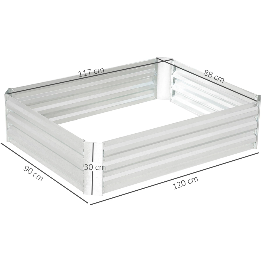 Outsunny Hochbeet aus verzinktem Stahl silber