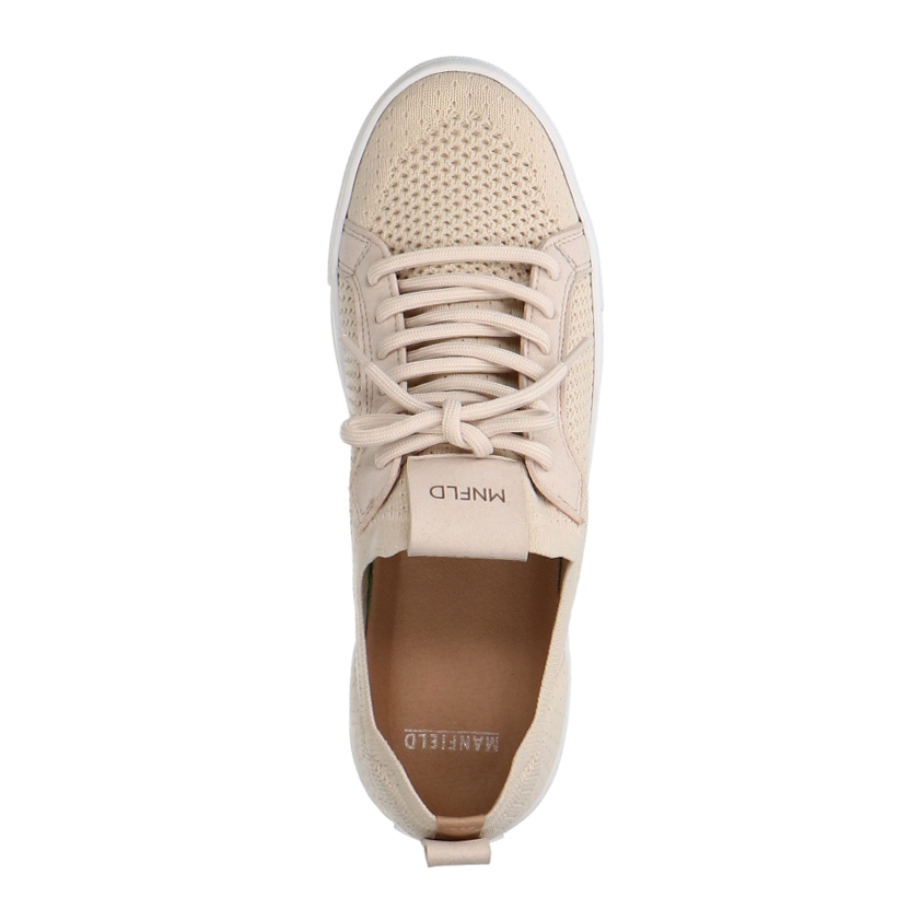 Beige knit fabric sneakers