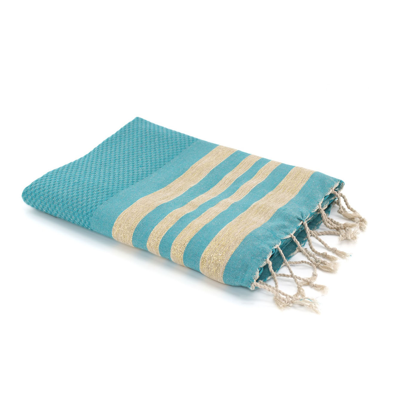 Febronie Fouta Nid d'Abeille Hamptons turquoise - 100x200 cm