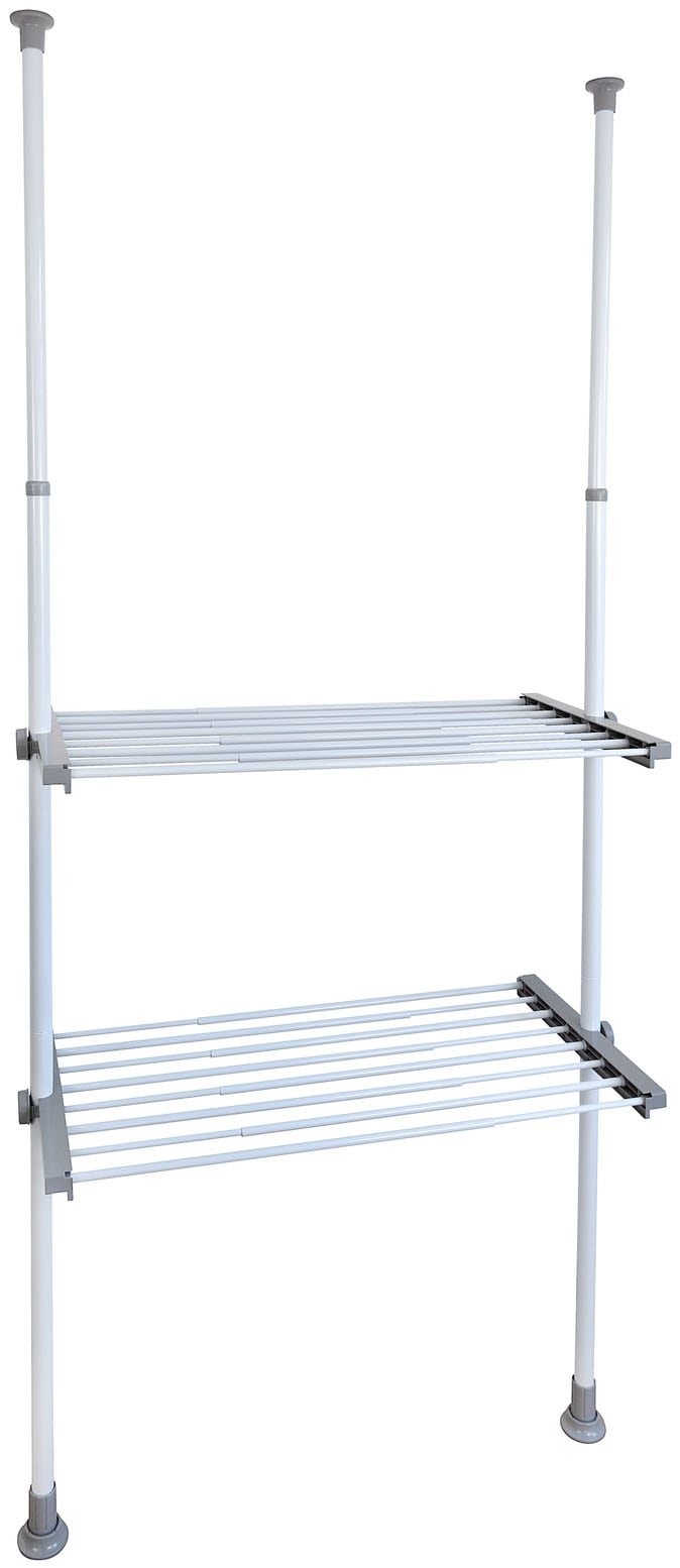 WENKO Teleskopregal »Modell Herkules Twin« Set,  2 Trägerstangen, 2 verstellbare Ablagen, ideal für Bad & Abstellkammer
