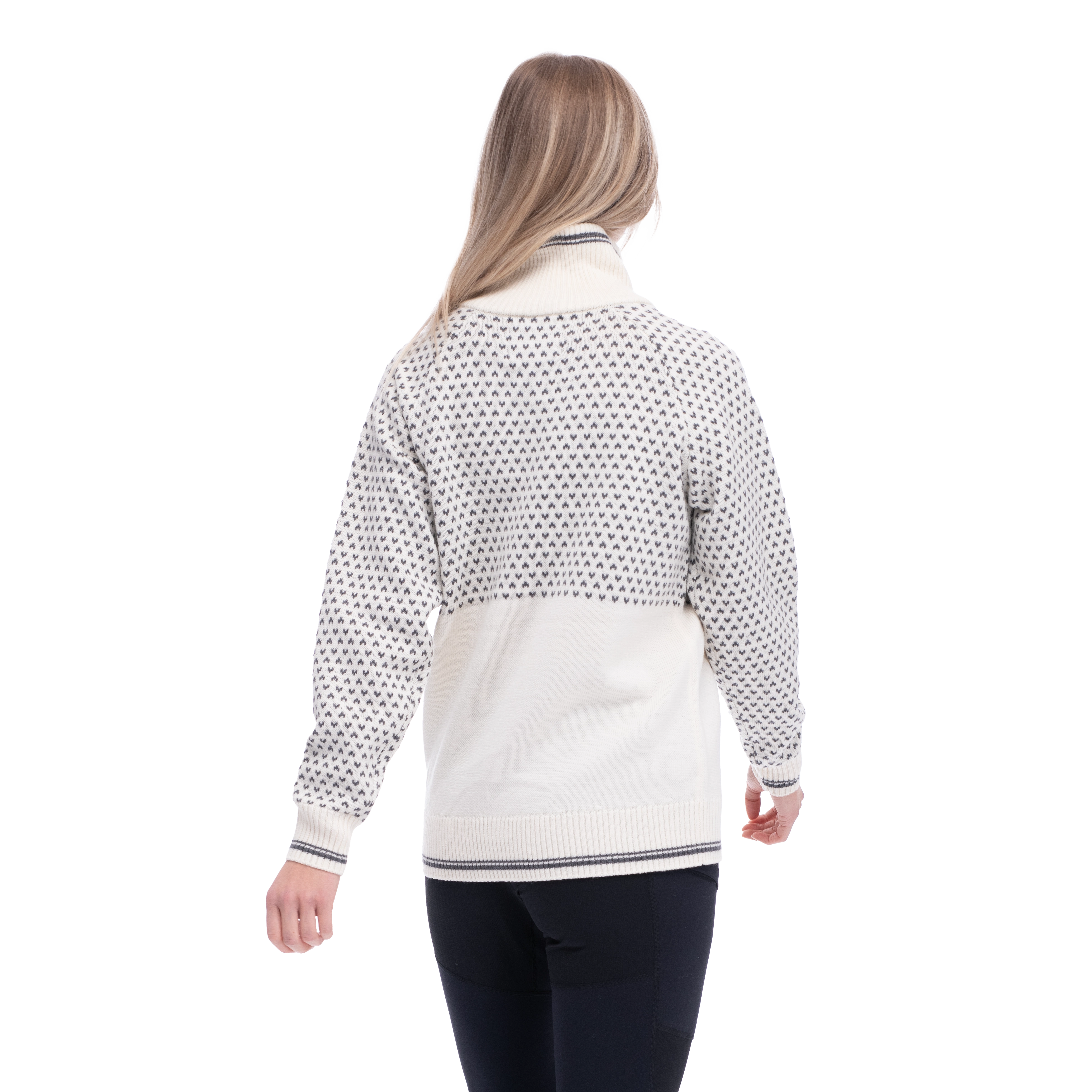 Alvdal Wool W Half Zip Vanilla White / Solid Dark Grey