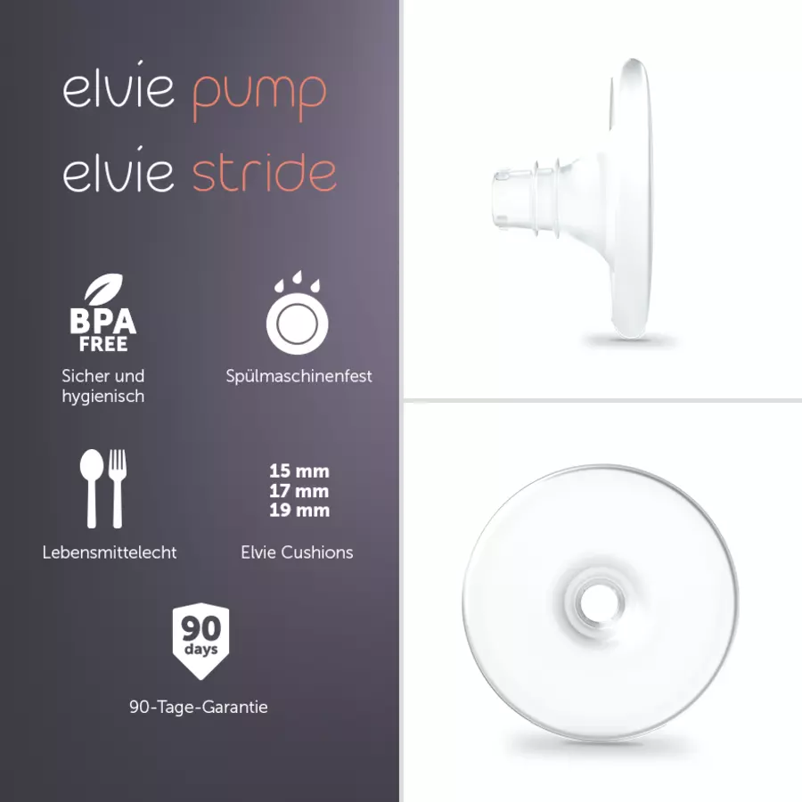 elvie Brusthaube für Milchpumpe Pump + Stride, M 17mm