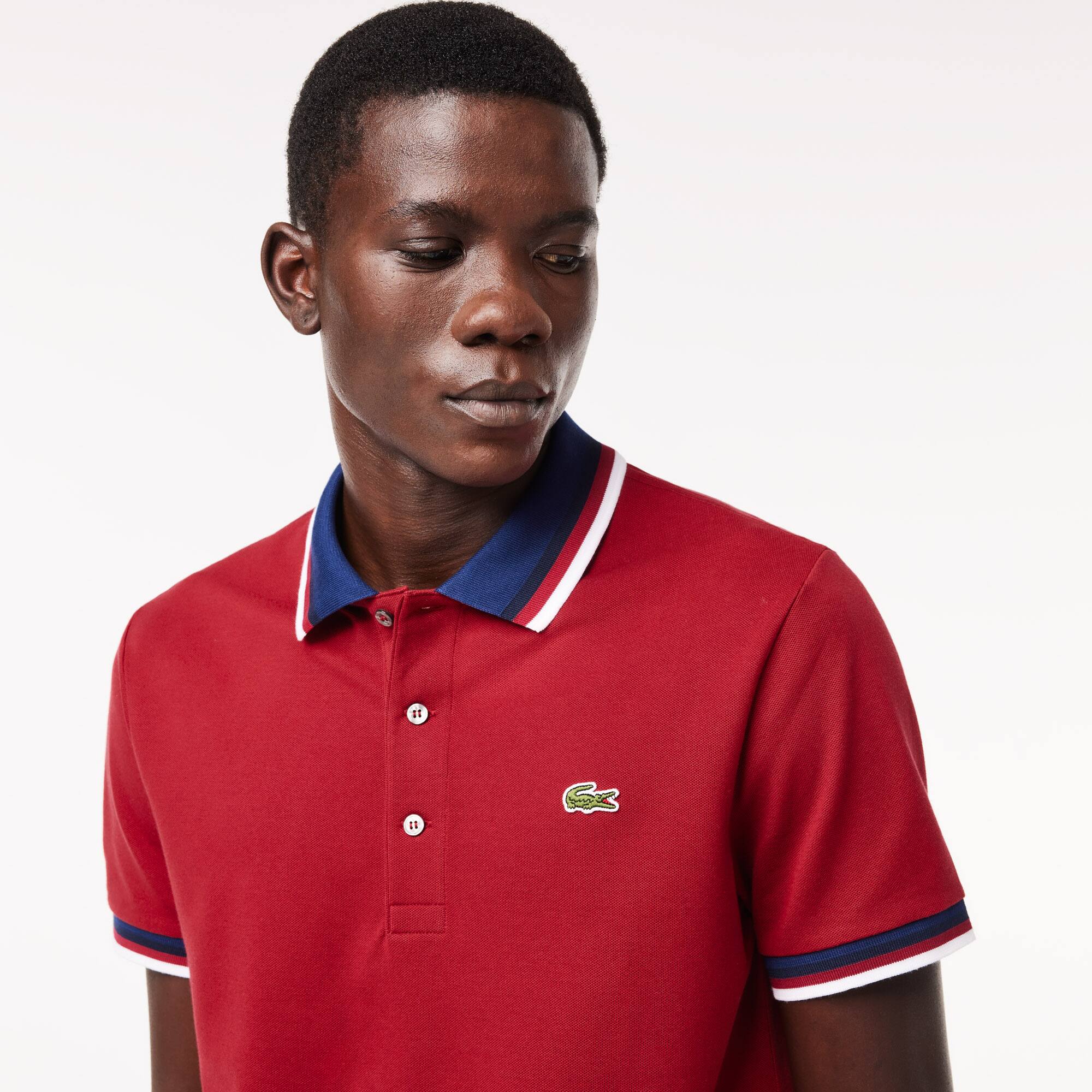 Poloshirt mit Kontrastkragen Kurze Ärmel - Rot - Lacoste - Herren