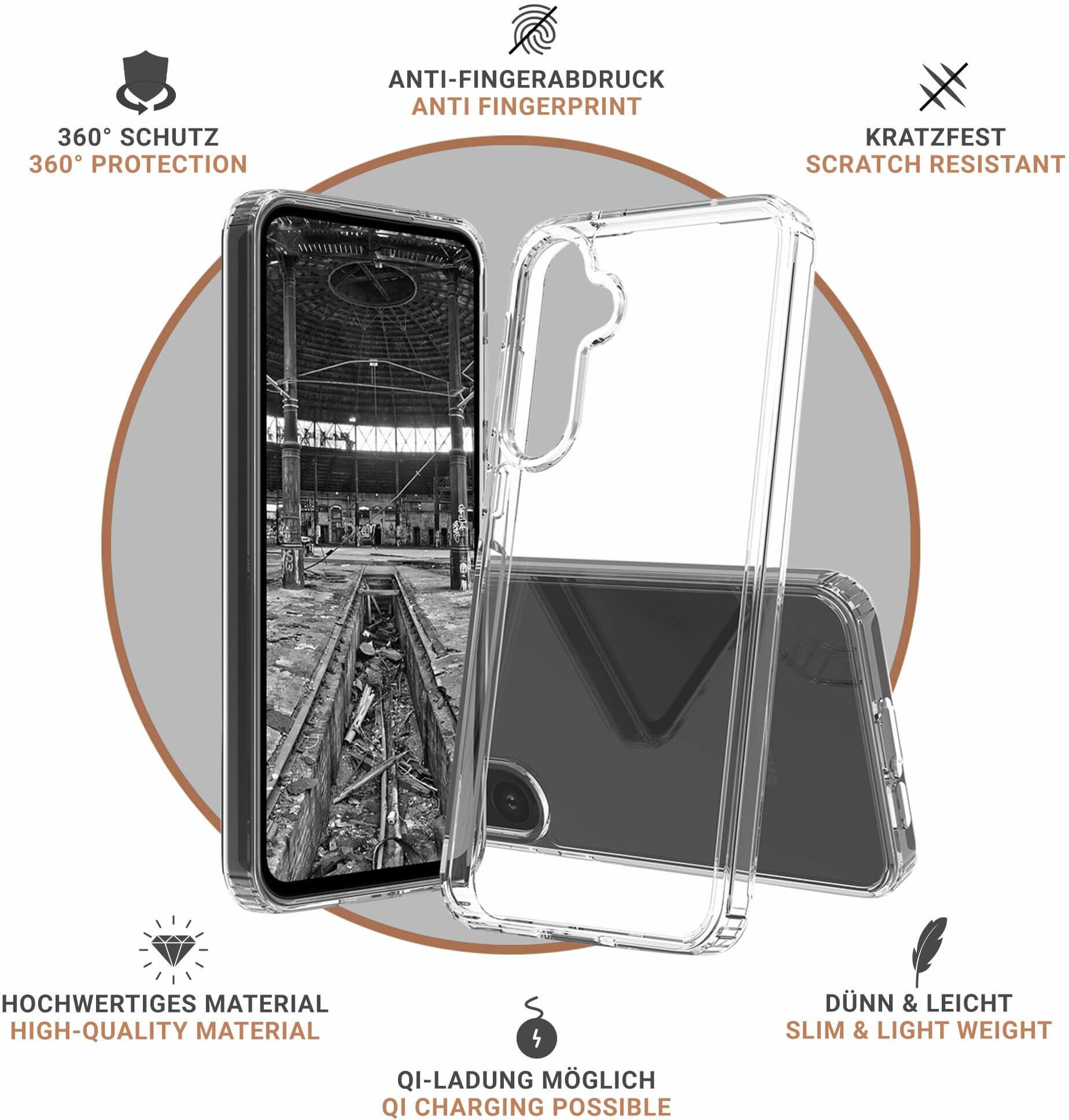 Samsung Galaxy A55 Hybrid Hülle TPU Bumper   Acryl Rückseite Pankow (11052) - Transparent